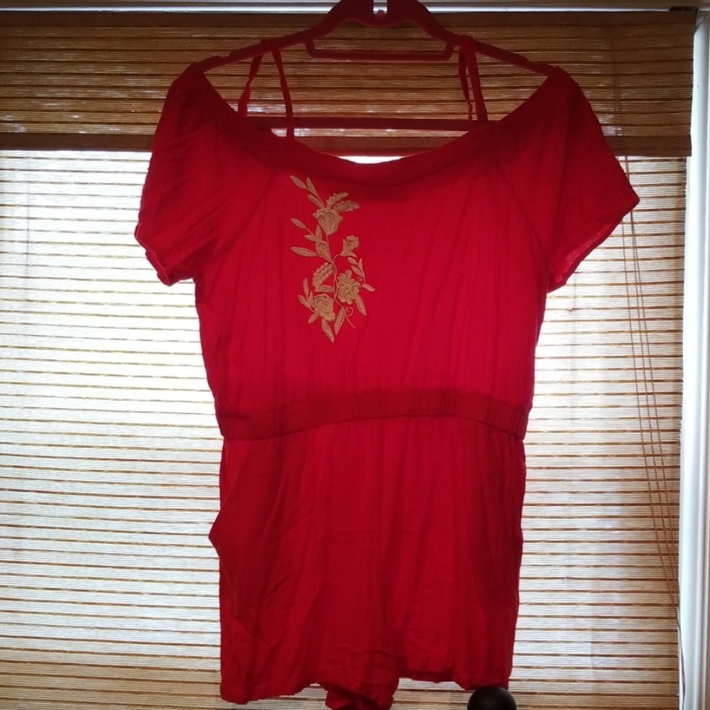 Red romper.  So pretty and dressy!